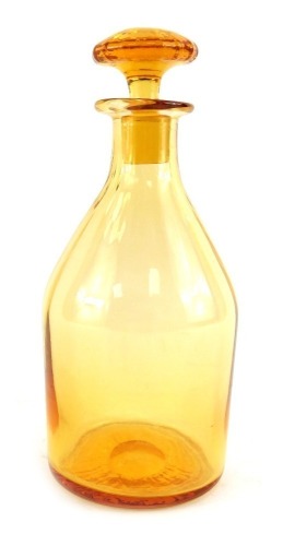 A Whitefriars amber coloured glass carafe, with stopper, pattern number 2481, 13cm high.