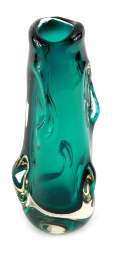 A Whitefriars green glass 'Knobbly' vase, pattern number 9612, 25cm high.