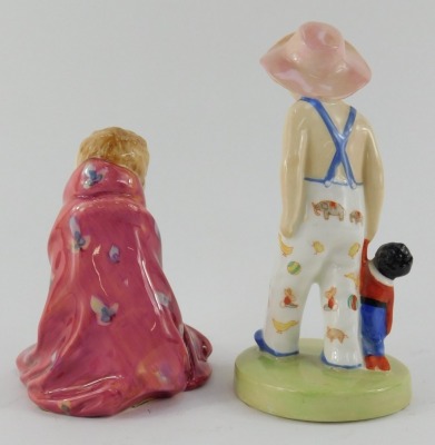 Two Royal Doulton porcelain figures, modelled as This Little Pig HN1793, and another being a child with a doll, 13cm high. - 2