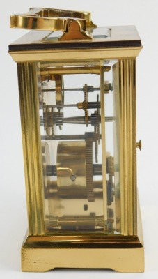 A 20thC brass carriage clock, the rectangular dial bearing Roman numerals for Garrard & Co Ltd, 112 Regent Street, W1, key wind with barrel movement, 12cm high. - 5