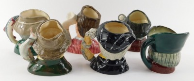 Six Royal Doulton character jugs, comprising Pearly King D6844, The Angler D6866, Toby Philpotts, The Jug Collector D7147, The Sleuth D6635, and The Poacher D6464. - 2