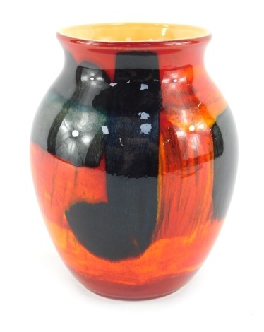 A Poole Pottery Anita Harris vase, cylindrical tapering form with flared neck, 26.5cm high.