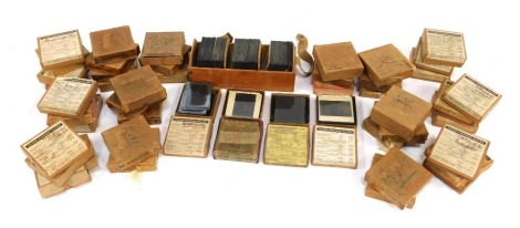 A group of magic lantern slides, depicting Biblical scenes, scenes of Holland, Hungary, bullfights in Spain, etc. (a quantity)