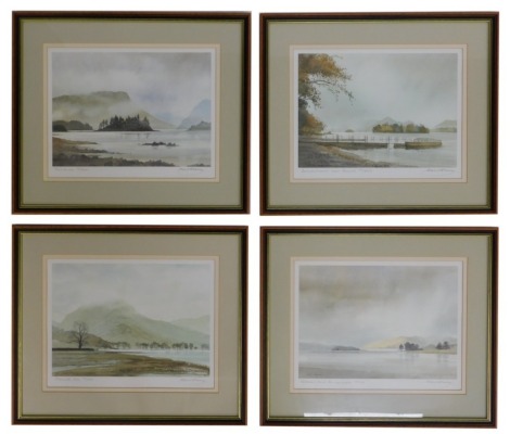 Alan Shelley. Four prints, comprising Fleetwith Pike, Derwent Water Near Keswick, Thirlmere and Skidard, and Derwent Water, signed limited edition, 17/850, 22cm x 32cm.