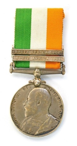 A King's South Africa medal, named to Pte J Kempson, 4572, North D Fus, with two bars for South Africa 1901 and 1902, with ribbon. We have specific vendor instructions to sell WITHOUT RESERVE.