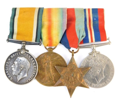 Two World War Two medals, comprising 1914 to 1918, and Victory Medal, named to A E H James, Buoy 1 Royal Navy, No 95301, together with a 1939-1945 Star and a 1939-1945 medal.