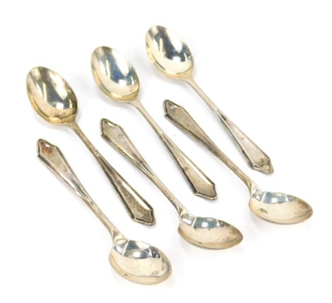 A set of six George V silver teaspoons, each with a tapering handle, Birmingham 1913, 2.83oz.