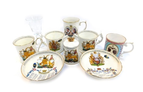 A group of porcelain commemorative wares, predominantly Aynsley, to include loving cups, bell to commemorate the 40th Anniversary of the Coronation of Elizabeth II, etc. (each piece boxed)