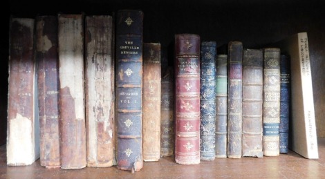 A group of 18thC and later leather bindings, to include four volume set of The Farmer's Tour Through the East of England, twenty eight plates, 1771, Hawney (William). The Complete Measurer, published 1785, Drunken Barnaby's Four Journeys in the North of E