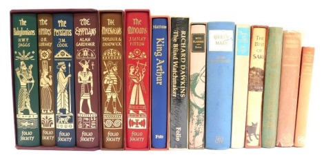 Folio Society. Defoe. Moll Flanders, The Best of Saki, historical works to include Queen Mary, King Arthur, etc. (1 shelf)