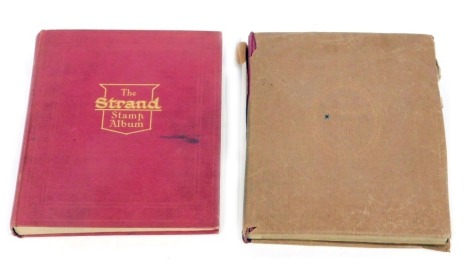 Two 19thC and later stamp albums, World and GB, to include Victorian Penny Black, Penny Reds stamps, French Colonies, Falkland Islands, Ceylon, Belgium, Barbados, Australia, Japan, India, Switzerland, Hungary, etc.