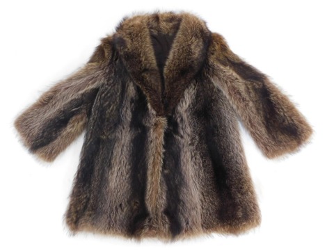 A fur 3/4 length coat, underarm measurement 45cm.