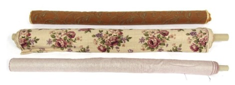 Three rolls of fabric, comprising Jane Churchill floral fabric, approx 10 metres, and two further rolls of fabric. (5)