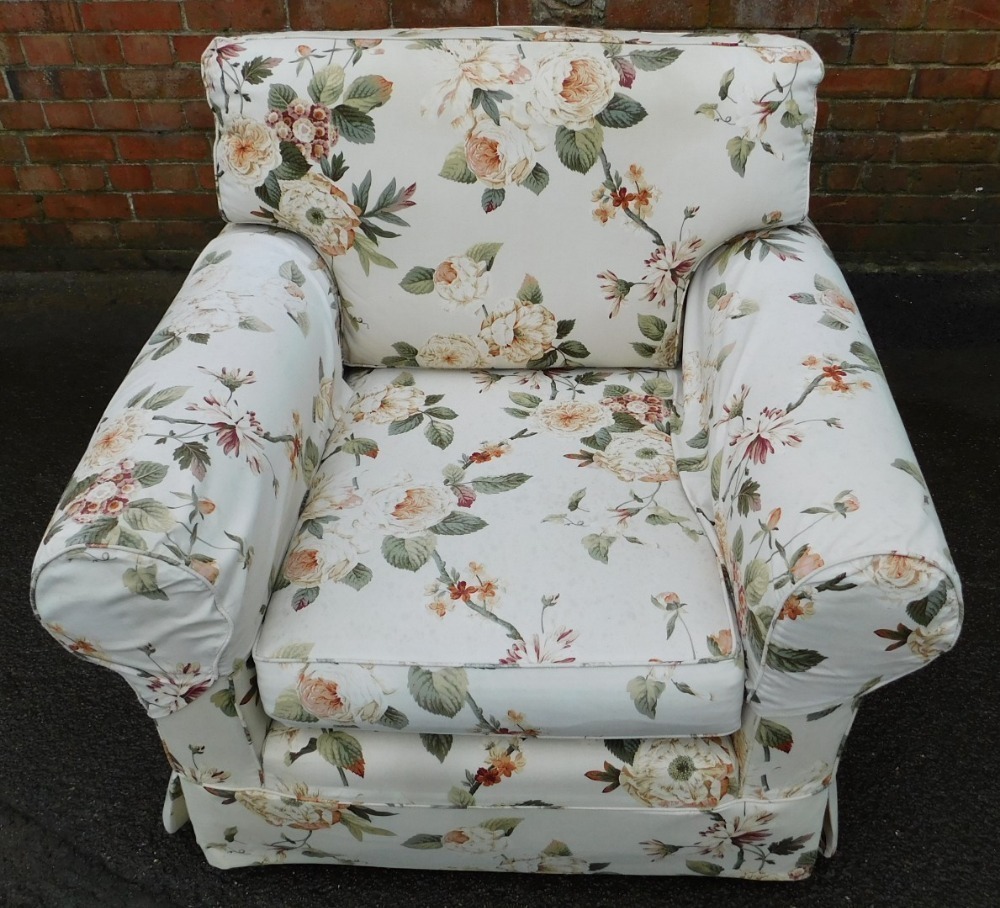A Multi York two seater sofa and matching armchair, upholstered in