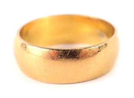 A 22ct gold wedding band, of plain design, ring size M½, 5.8g.