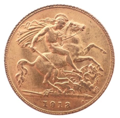 A George V half gold sovereign dated 1913.