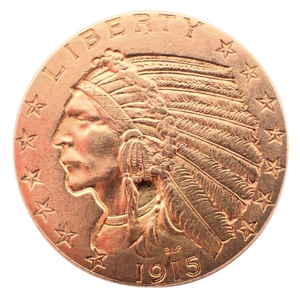 A Liberty five dollar gold coin the Liberty 1915 mint BLP