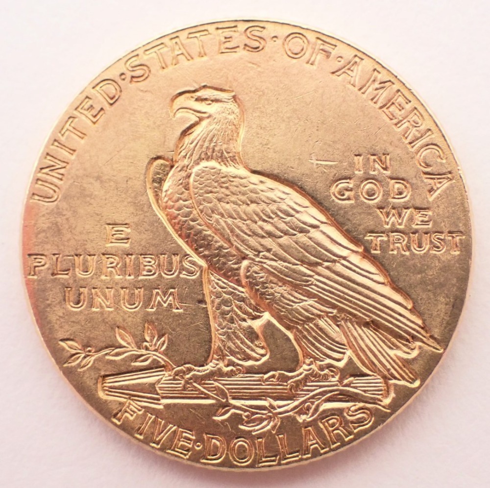 A Liberty five dollar gold coin the Liberty 1915 mint BLP