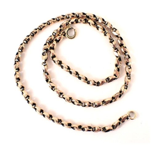 A curb link neck chain, with plated clasp, two tone bi-colour chain, 40cm long, 11g all in.