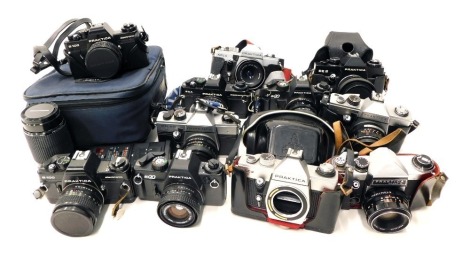 A quantity of cameras, to include a Praktica BX20, an MTL5B BCA, etc.