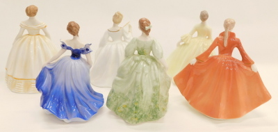 Six Coalport porcelain figurines, Lydia, Samantha, Sandra, Lyndsay, Jill, and Jennifer. - 2