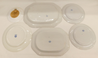 A quantity of blue printed pottery, to include Copeland Spode Italian plates, two meat dishes, etc. - 2