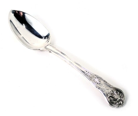 A Victorian silver shell capped table spoon, the shell top bearing the initials EJ, London 1860, 2.87oz.