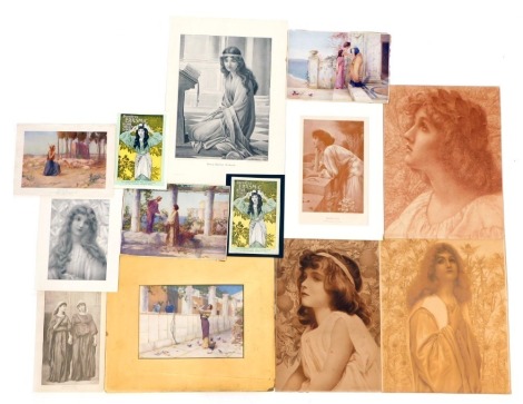 A collection of unframed 19thC and later coloured and monochrome prints, After Henry Ryland, various, titles, sizes, etc.