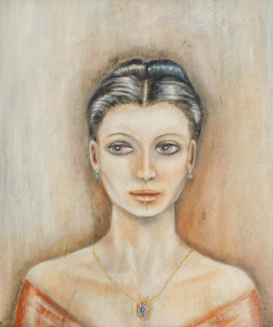 LLB. Portrait of a lady, oil on board, 51cm x 44cm.