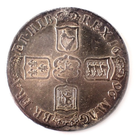 A William III silver 1696 crown coin, previously mounted.