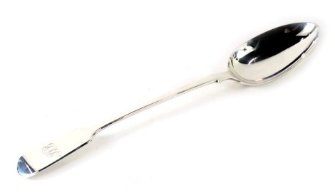 A Victorian silver fiddle pattern basting spoon, engraved with initials, Exeter 1872, 4.47oz.