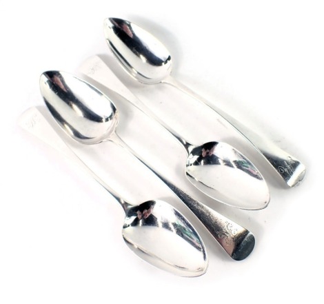 Four various silver old English pattern tablespoons, three engraved with initial H, another initial M, 7.78oz.