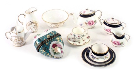 A Spode miniature dolls tea service, Coalport wares, etc.