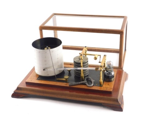 A barograph, in glazed mahogany case, 33cm wide.