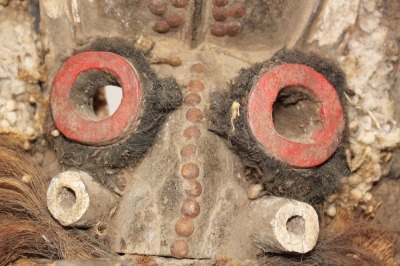 An African tribal Guere Chief's mask, embellished with horns, hare, Cote D'Ivoire circa 1950, 48cm high. - 2