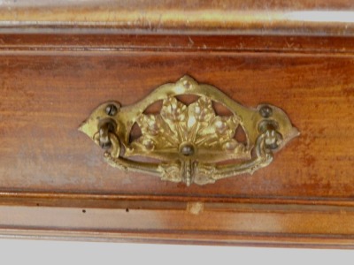 A Victorian mahogany Pembroke table, the rectangular top with rounded corners and a moulded edge above a frieze drawer, on turned legs with castors, 110cm wide. - 2