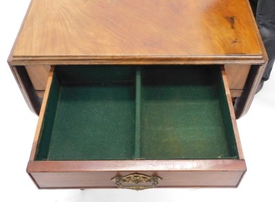 A Victorian mahogany Pembroke table, the rectangular top with rounded corners and a moulded edge above a frieze drawer, on turned legs with castors, 110cm wide. - 3