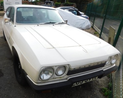 A 1976 Reliant Scimitar GTE auto two door saloon, registration LOJ 597P, 2994cc petrol, 28,234 recorded miles, V5 present, white, workshop manual and other printed material.