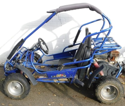 A Hammerhead petrol two seat go kart, with blue frame. - 2