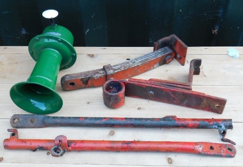 An Indian motorcycle horn, and suspension parts. (a quantity)