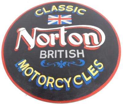 A hand painted Norton British Classic Motorcycle sign, 110cm wide.