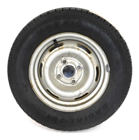 A radial 751 Maxxis spare tyre.