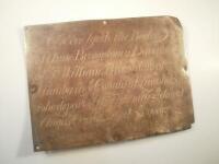 Grantham Interest. An 18thC Memorial brass plaque engraved "Here lyeth the body of Anne Brownlow da