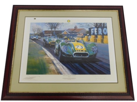 After Nicholas Watts. Archie and the Lister Jaguar - A Dedication, signed limited edition print 1/500, bearing further signature, 45cm x 64cm.