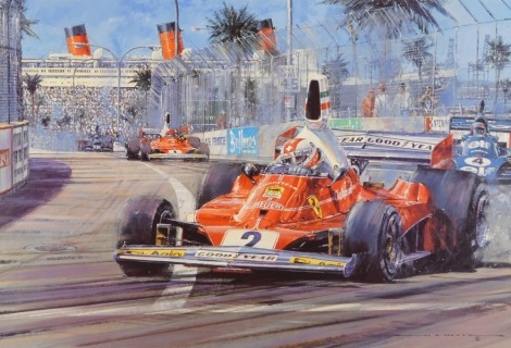 After Nicholas Watts. Regazzoni, signed limited edition print 128/500, bearing further signature, 45cm x 63cm.