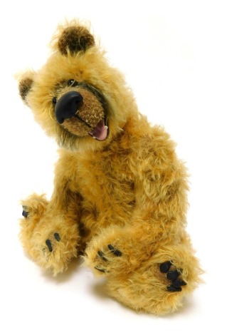 A Bohemian Bears by Amy Young mohair Teddy bear, named Marlon, mottled caramel colouring, 41cm high overall.