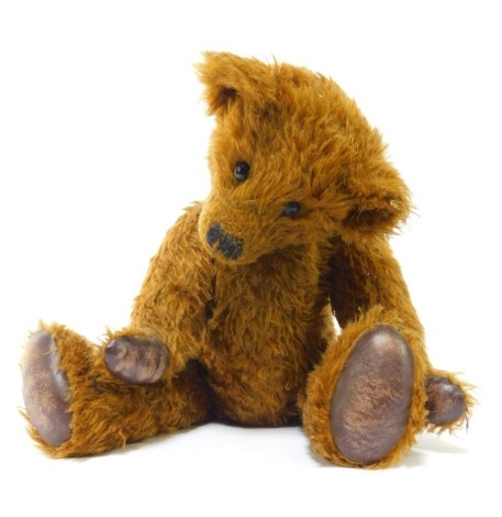 A Winter Bears by Jacqueline Winter mohair Teddy bear, named Billy, brown colouring, leather pads, 41cm high overall.