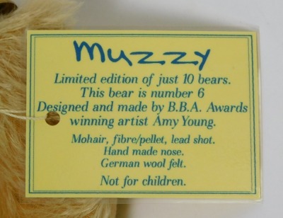 A Bohemian Bears by Amy Young mohair Teddy bear, named Muzzy, limited edition number 6/10, 26cm high. - 2