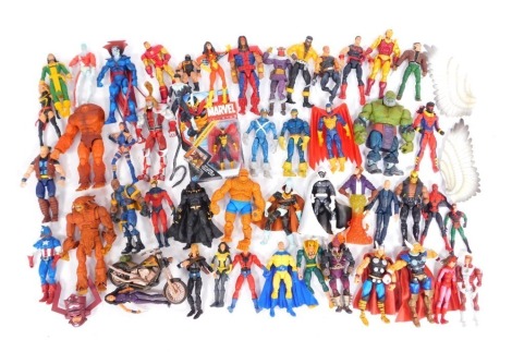 A group of Marvel and other plastic figures, to include Wolverine, Sentinel Omega Red, Cyclops, etc.