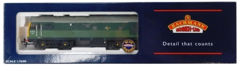 A Bachmann Branchline OO gauge Class 25/3 BO-BO diesel locomotive, D7672, two tone green livery, Tamworth Castle, 32-402, boxed.